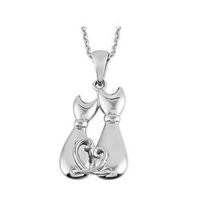 18-Inch Stainless Steel HLK Necklace with Cat Pendant